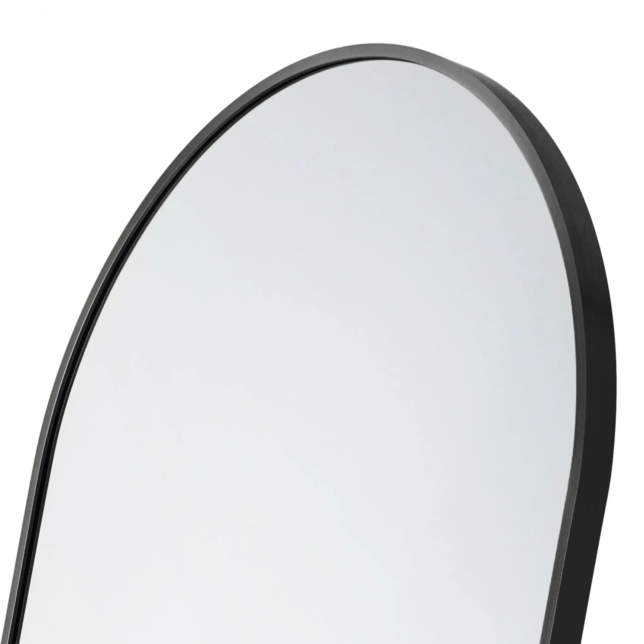 Oval mirror with black frame