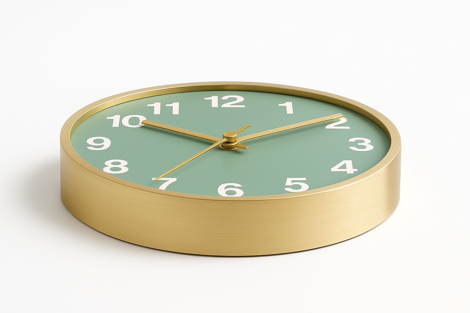 Stylish wall clock with golden frame